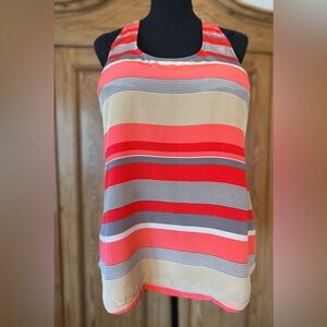Joie Silk Red and Tan Tank Top